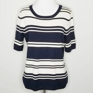 NWT 525 America Striped Knit Short Sleeve Top M